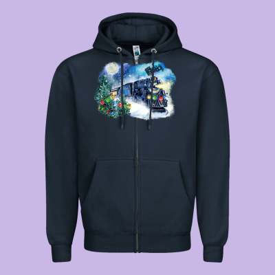 Polar Express Winter Zipper Hoodie Designed By Fadigitalartstudio