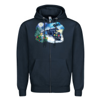 Navy polar express winter Zipper Hoodie - FaDigitalArtStudio