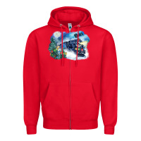 Red polar express winter Zipper Hoodie - FaDigitalArtStudio