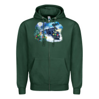 Sports Green polar express winter Zipper Hoodie - FaDigitalArtStudio