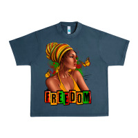 Midnight Navy Juneteenth freedom afro woman Urban Heavy Tee - RanaPortraitStore