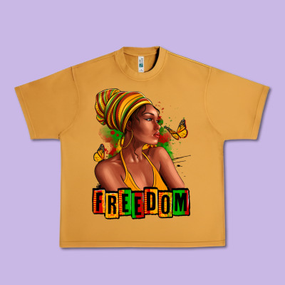 Juneteenth Freedom Afro Woman Urban Heavy Tee Designed By Ranaportraitstore