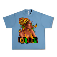 Pebble Blue Juneteenth freedom afro woman Urban Heavy Tee - RanaPortraitStore