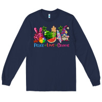 Navy peace love gnome summer Long Sleeve Tee - texasbilliewilder