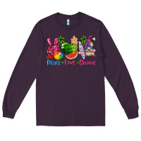 Plum peace love gnome summer Long Sleeve Tee - texasbilliewilder