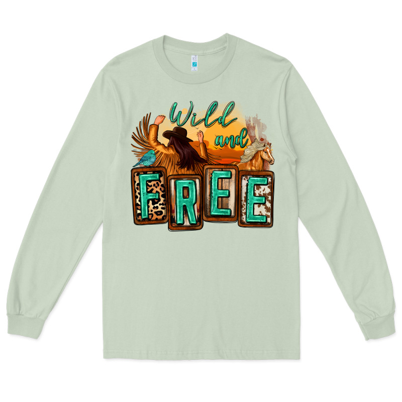 Wild And Free Cowgirl Horse Desert Long Sleeve Tee by Zillion Design Studio | Teevron