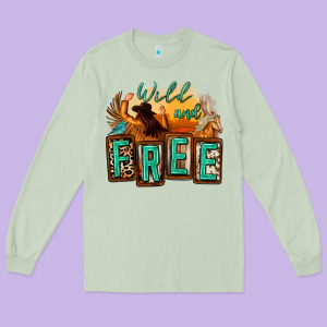 Wild And Free Cowgirl Horse Desert Long Sleeve Tee Designed By Zillion Design Studio