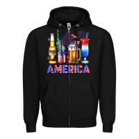 Black 4th of July American drinks America Zipper Hoodie - Neo Western