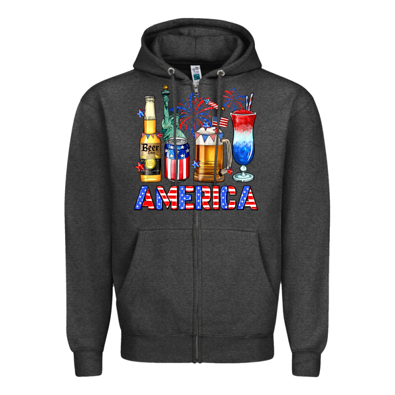 4th Of July American Drinks America Zipper Hoodie by Neo Western | Teevron