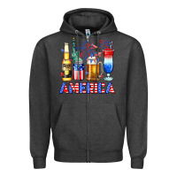Charcoal Heather 4th of July American drinks America Zipper Hoodie - Neo Western