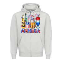 Dove Grey 4th of July American drinks America Zipper Hoodie - Neo Western