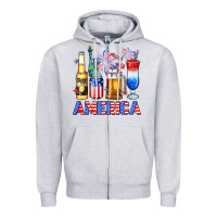 Heather Grey 4th of July American drinks America Zipper Hoodie - Neo Western