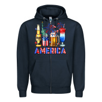 Navy 4th of July American drinks America Zipper Hoodie - Neo Western