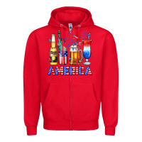 Red 4th of July American drinks America Zipper Hoodie - Neo Western