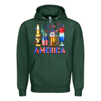 Sports Green 4th of July American drinks America Zipper Hoodie - Neo Western