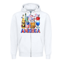 White 4th of July American drinks America Zipper Hoodie - Neo Western