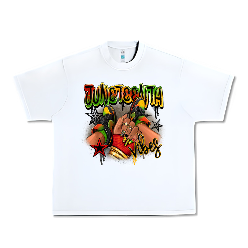 Juneteenth Vibes Black Girl Sneakers Urban Heavy Tee by RanaPortraitStore | Teevron