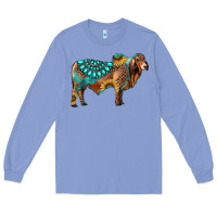 Colony Blue brahman bull gemstone turquoise and sunflower Long Sleeve Tee - RanaPortraitStore