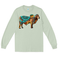 Matcha brahman bull gemstone turquoise and sunflower Long Sleeve Tee - RanaPortraitStore