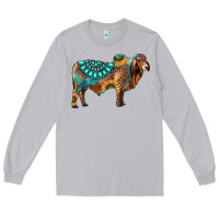Brahman Bull Gemstone Turquoise And Sunflower Long Sleeve Tee | Teevron