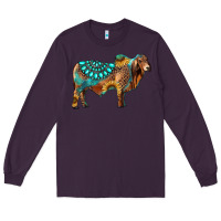 Plum brahman bull gemstone turquoise and sunflower Long Sleeve Tee - RanaPortraitStore