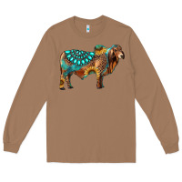 Toasted Coconut brahman bull gemstone turquoise and sunflower Long Sleeve Tee - RanaPortraitStore