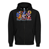 Black USA 4th of July gnomes  4th of july Zipper Hoodie - CowGirlArtShop