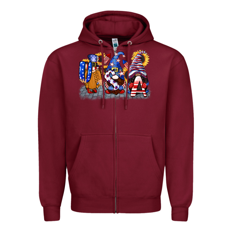 Usa 4th Of July Gnomes  4th Of July Zipper Hoodie by CowGirlArtShop | Teevron