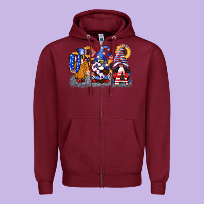 Usa 4th Of July Gnomes  4th Of July Zipper Hoodie Designed By Cowgirlartshop