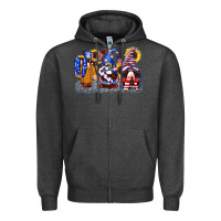 Charcoal Heather USA 4th of July gnomes  4th of july Zipper Hoodie - CowGirlArtShop