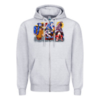 Heather Grey USA 4th of July gnomes  4th of july Zipper Hoodie - CowGirlArtShop