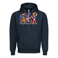 Navy USA 4th of July gnomes  4th of july Zipper Hoodie - CowGirlArtShop