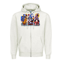 Oatmeal Heather USA 4th of July gnomes  4th of july Zipper Hoodie - CowGirlArtShop