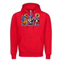 Red USA 4th of July gnomes  4th of july Zipper Hoodie - CowGirlArtShop