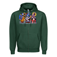 Sports Green USA 4th of July gnomes  4th of july Zipper Hoodie - CowGirlArtShop