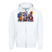 White USA 4th of July gnomes  4th of july Zipper Hoodie - CowGirlArtShop