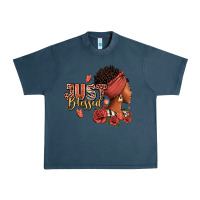 Midnight Navy Just blessed afro woman with roses Urban Heavy Tee - RanaPortraitStore
