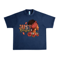 Navy Just blessed afro woman with roses Urban Heavy Tee - RanaPortraitStore