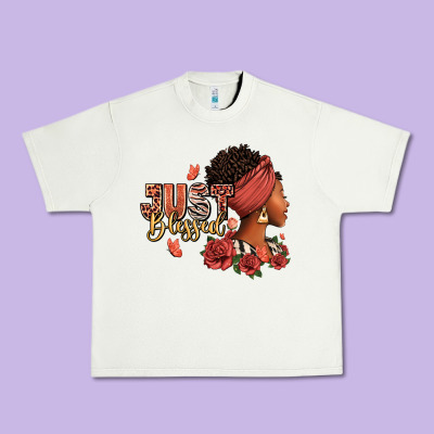 Just Blessed Afro Woman With Roses Urban Heavy Tee Designed By Ranaportraitstore