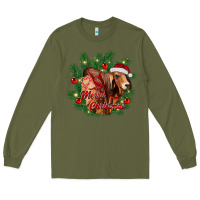 Army Green merry Christmas brahman bull Long Sleeve Tee - RanaPortraitStore