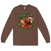 Chestnut merry Christmas brahman bull Long Sleeve Tee - RanaPortraitStore