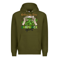 Army Green rolling up some shamrock spirit Premium Hoodie - MaliasSmallBusiness
