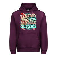 Mauve Wine baby its cold outside skeleton Urban Hoodie - MaliasSmallBusiness