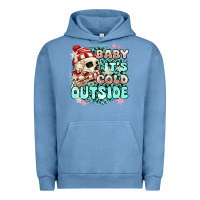 Pigment Pebble Blue baby its cold outside skeleton Urban Hoodie - MaliasSmallBusiness
