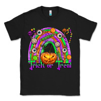 Black Trick or Treat Halloween Rainbow Classic Tee - texasbilliewilder