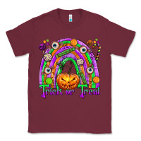 Burgundy Trick or Treat Halloween Rainbow Classic Tee - texasbilliewilder