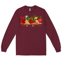 Burgundy peace love strawberry with summer Long Sleeve Tee - texasbilliewilder