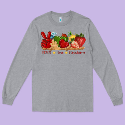 Peace Love Strawberry With Summer Long Sleeve Tee Designed By Texasbilliewilder