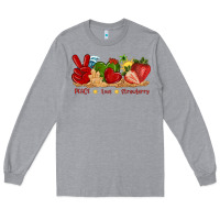 Heather Grey peace love strawberry with summer Long Sleeve Tee - texasbilliewilder