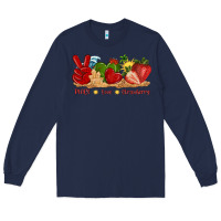 Navy peace love strawberry with summer Long Sleeve Tee - texasbilliewilder